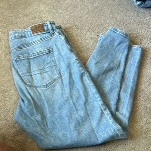 Blue light wash mom jeans